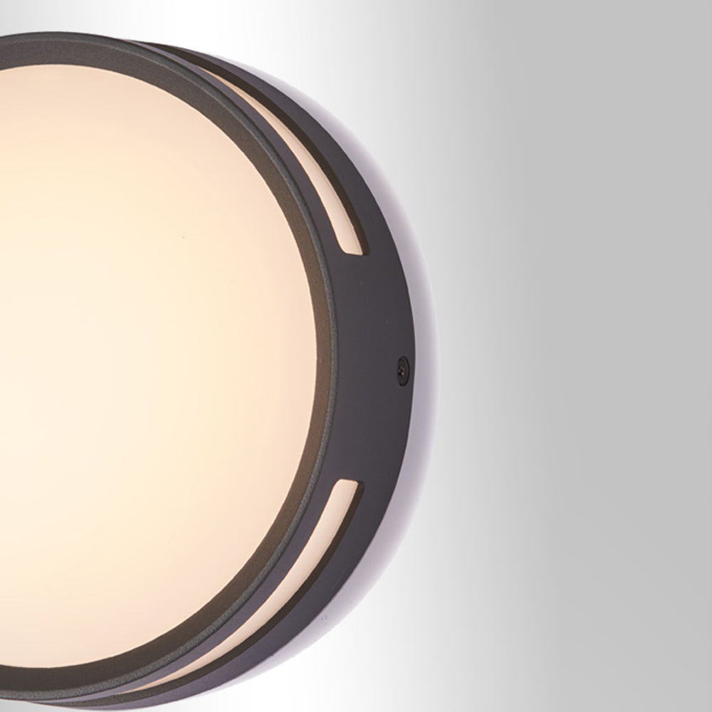 Ray Modern Round Metal/Acrylic Outdoor Waterproof Wall Lamp, Black - Neutral Decor