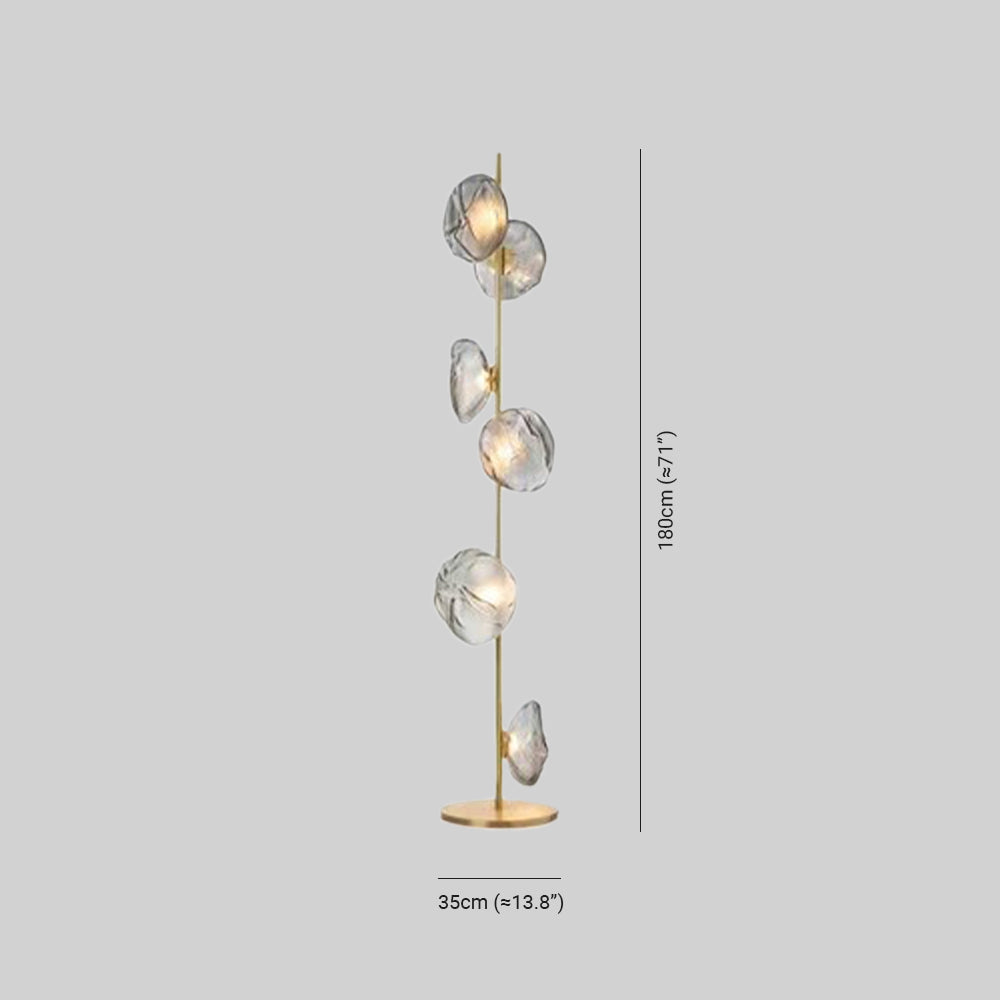 Byers Luxury Flower Metal/Glass Floor Lamp, Black/Gold/Grey - Neutral Decor