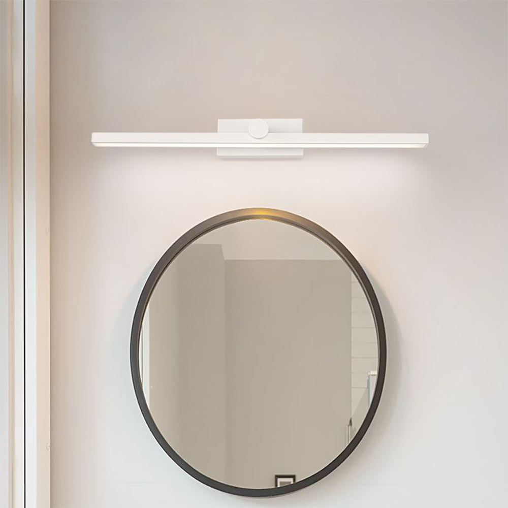 Arisha Nordic LinearMetal Mirror Front Vanity Wall Lamp, White - Neutral Decor