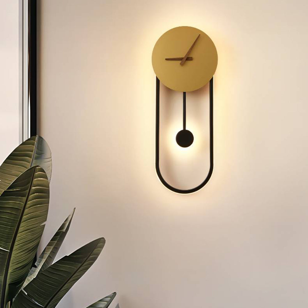 Arisha Nordic Clock Wall Lamp, Gold & Black - Neutral Decor