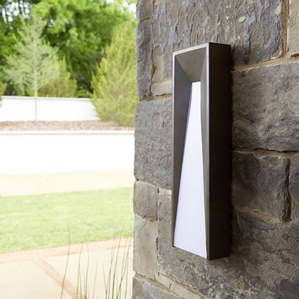 Ray Modern Rectangular Metal Outdoor Wall Lamp, Black/White - Neutral Decor