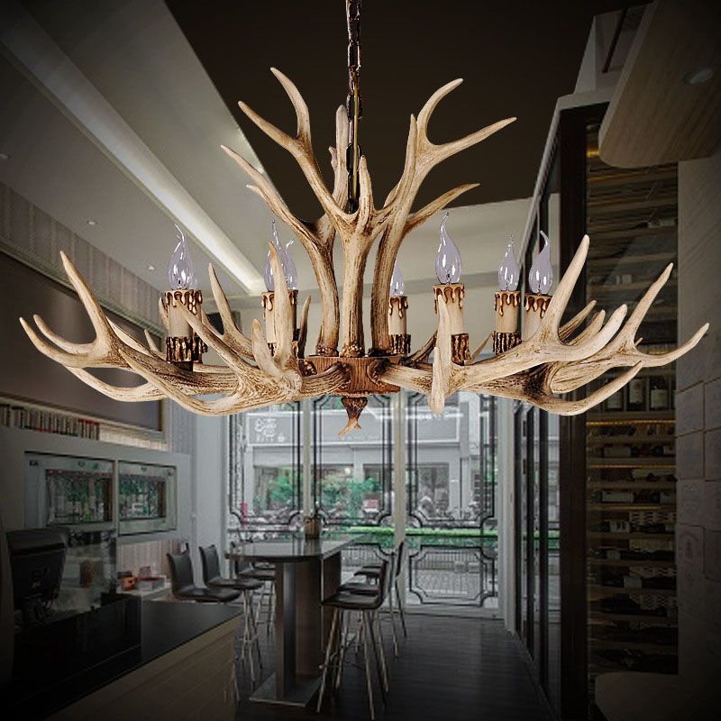Silva Retro Deer Antlers Candle light Horn Resin Chandelier - Neutral Decor