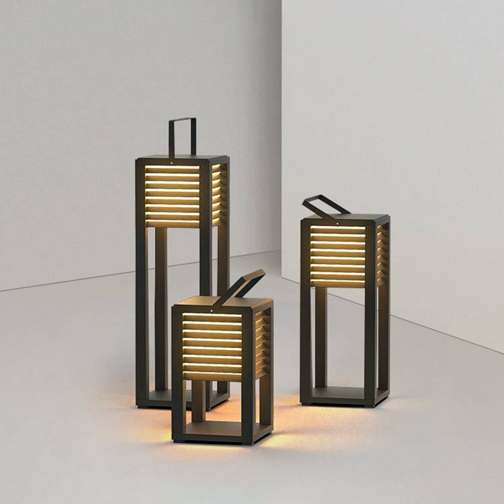 Ray Vintage Cuboid Metal Outdoor Floor Lamp, Black - Neutral Decor