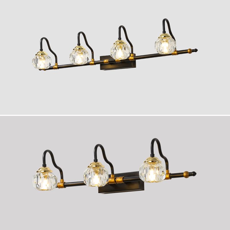 Kristy Vintage Crystal Globe Vanity Wall Lamp, Black, Bathroom - Neutral Decor