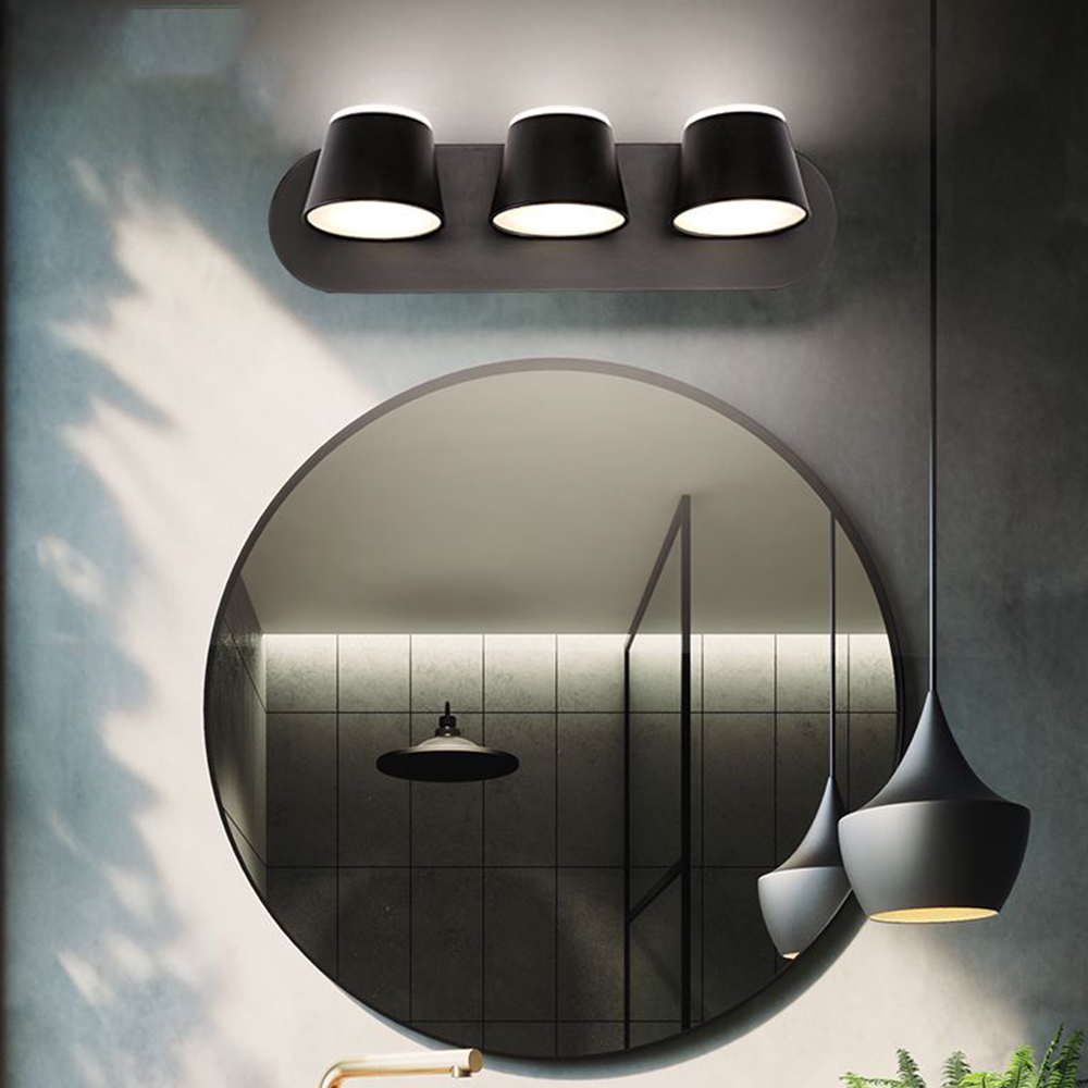 Arisha Modern Cylindrical Metal Mirror Front Wall Lamp, Black - Neutral Decor