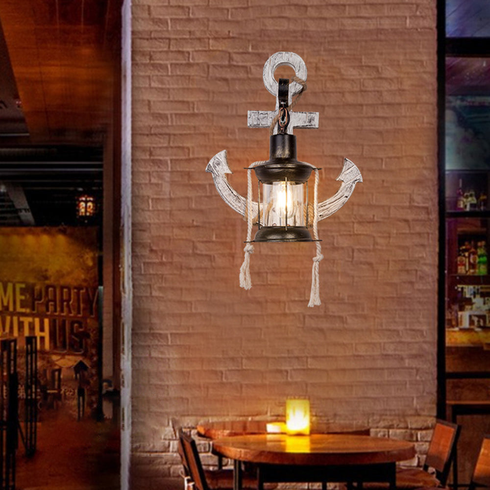 Epoch Anchor Lantern Wall Lamp, Vintage/Antique, Wood, Bedroom - Neutral Decor