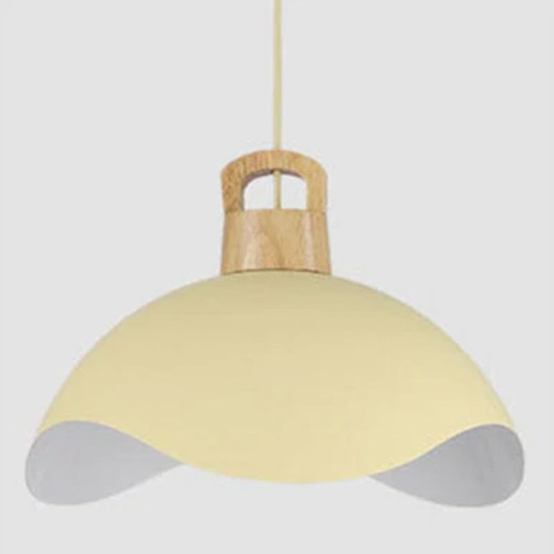 Valentina Colorful Shade Single Pendant Lights, Wood & Metal - Neutral Decor