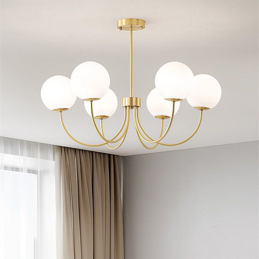 Valentina Modern Ball Bubble Metal/Glass Chandelier, Gold - Neutral Decor