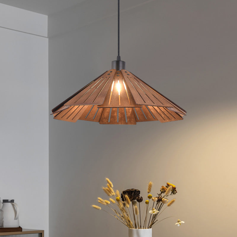 Arisha Retro Pendant Light, Metal & Wood - Neutral Decor
