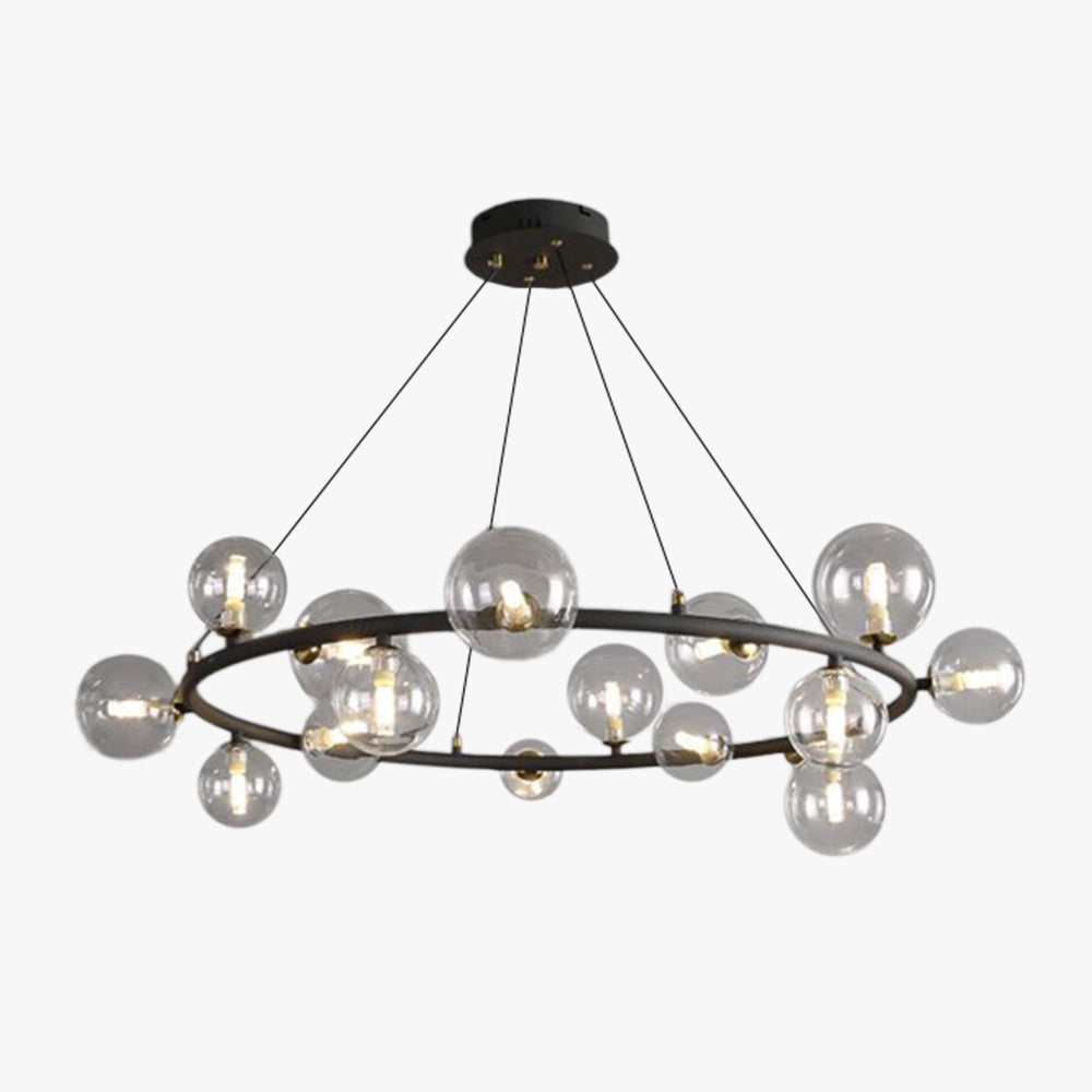 Valentina Modern Glass Globe Ring Chandelier, Gold/Black - Neutral Decor