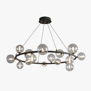Valentina Modern Glass Globe Ring Chandelier, Gold/Black - Neutral Decor
