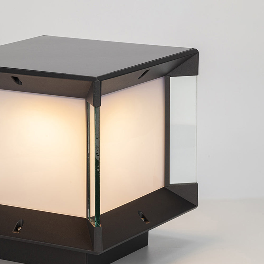 Ray Modern Rectangular Metal Glass Outdoor Lamp, Black/Black-Gold - Neutral Decor