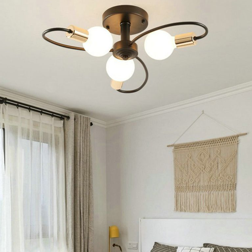 Valentina Modern Metal Flush Mount Ceiling Light, Black/Gold - Neutral Decor