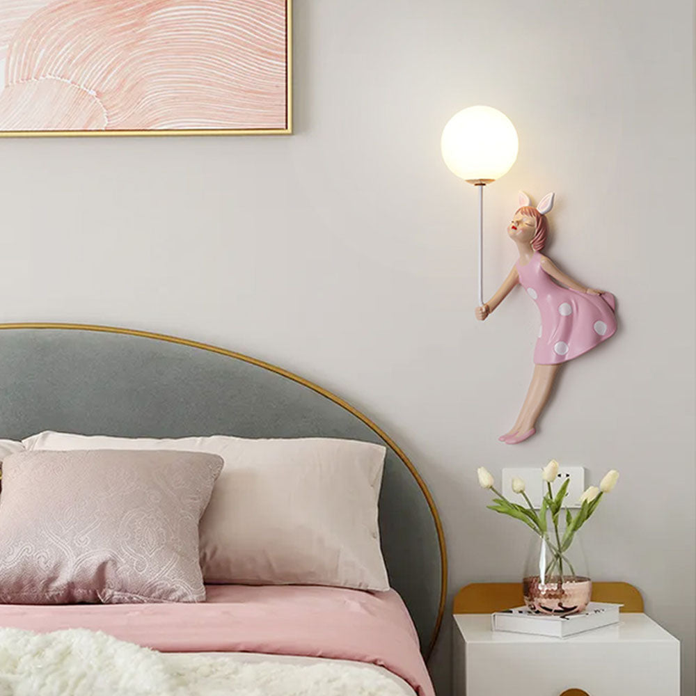 Arisha Modern Balloon/Girl Shape Acrylic Pink Wall Lamp - Neutral Decor
