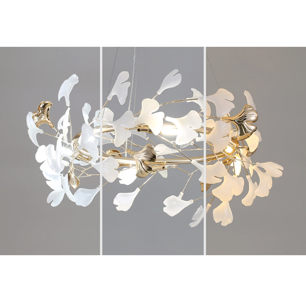 Olivia Ginkgo Leaf Modern Petal Shaped Metal Chandelier, Gold - Neutral Decor