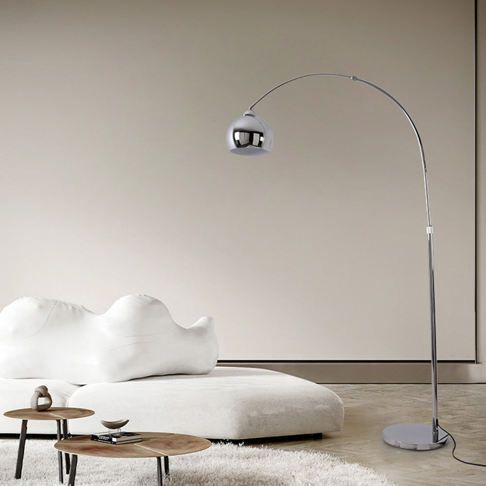 Salgado Modern Arc Metal Floor Lamp, Chrome, Study/Bedroom - Neutral Decor