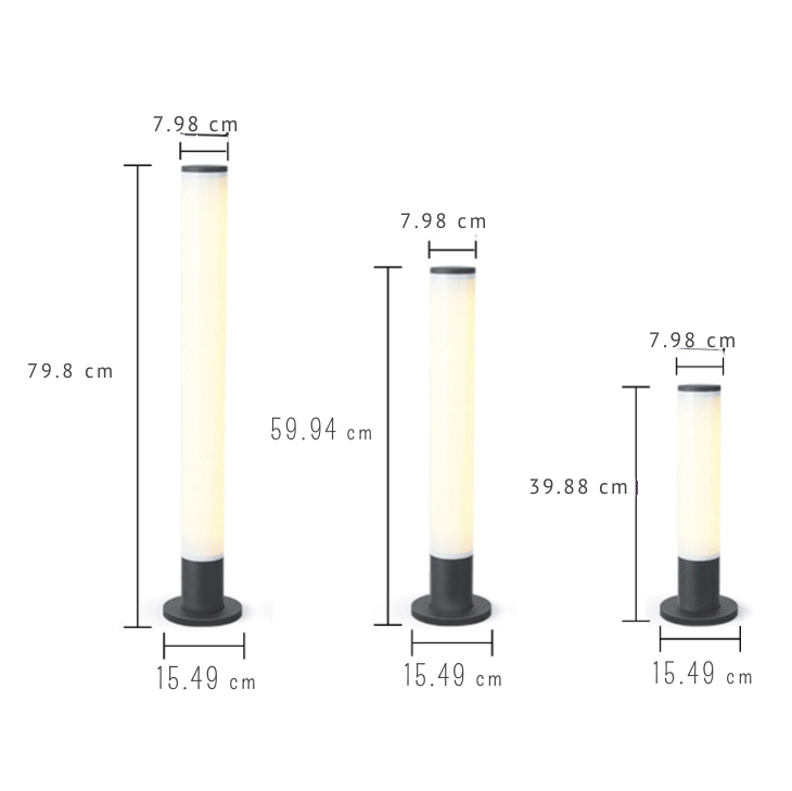 Joclyn Slender Cylindrical Outdoor Pathway Bollard Light
