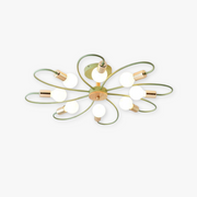 Arisha Elegant Metal/Glass Flush Mount Ceiling Light, Grey/Green - Neutral Decor