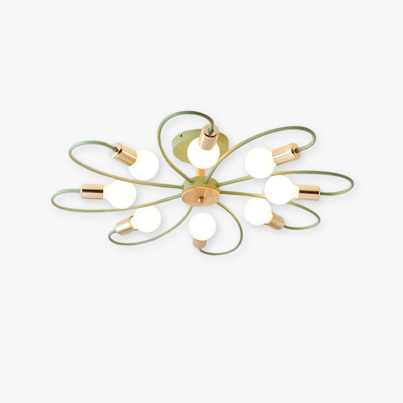 Arisha Elegant Metal/Glass Flush Mount Ceiling Light, Grey/Green - Neutral Decor