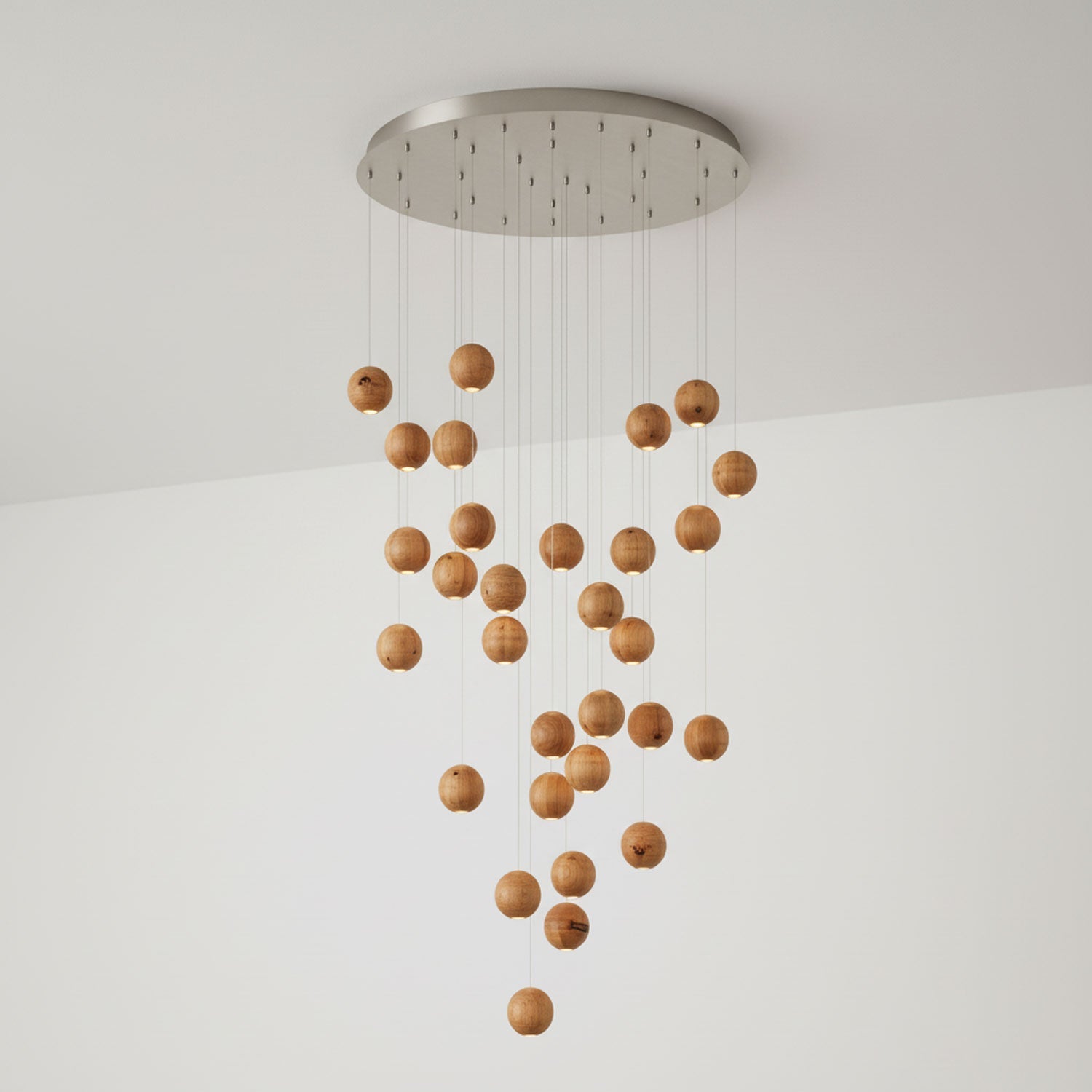Wooden Orb Sphere Cluster Pendant Light-Neutral Decor