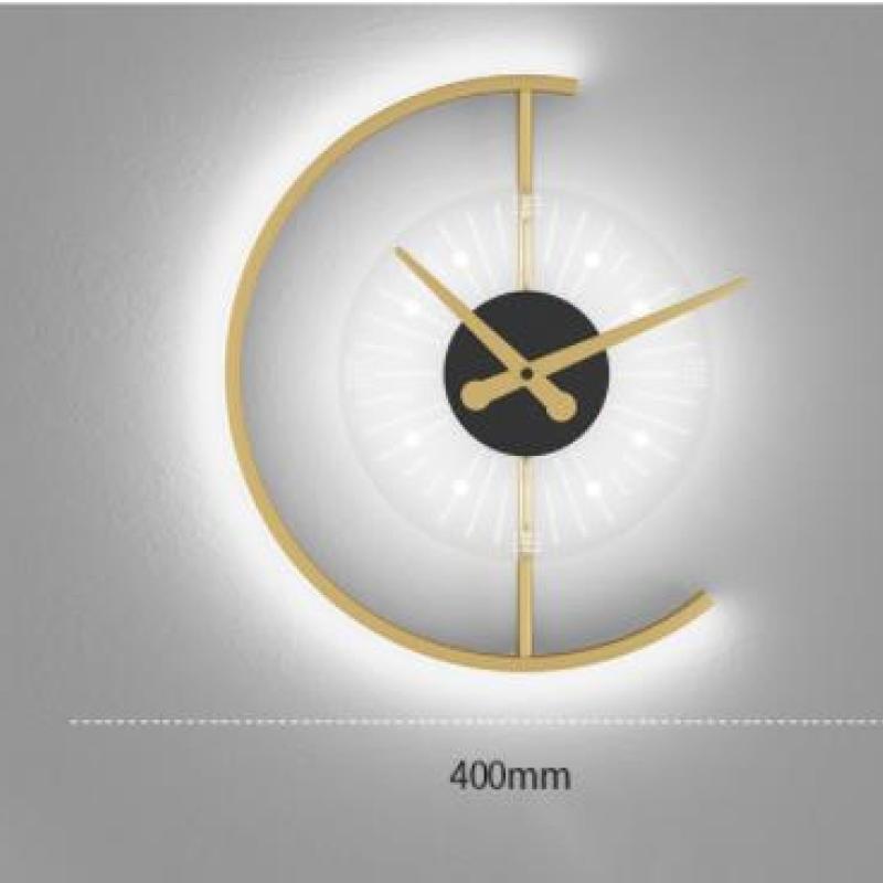 Arisha Modern Clock Metal/Acrylic LED Wall Lamp, Black/Gold - Neutral Decor