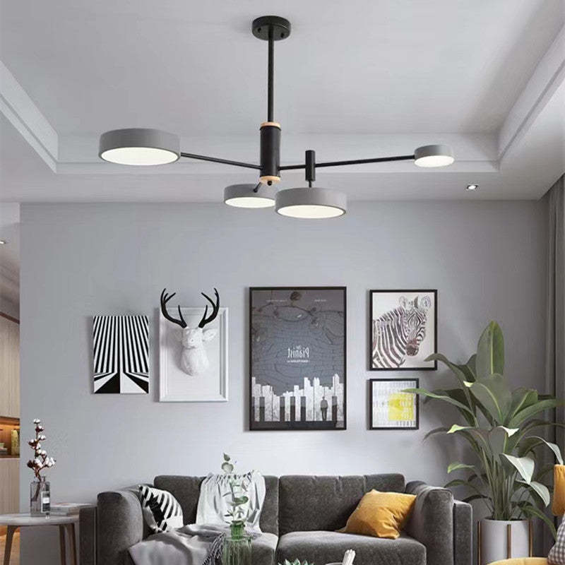 Arisha Pendant Light LED, Metal & Wood, Grey/White/Gold - Neutral Decor