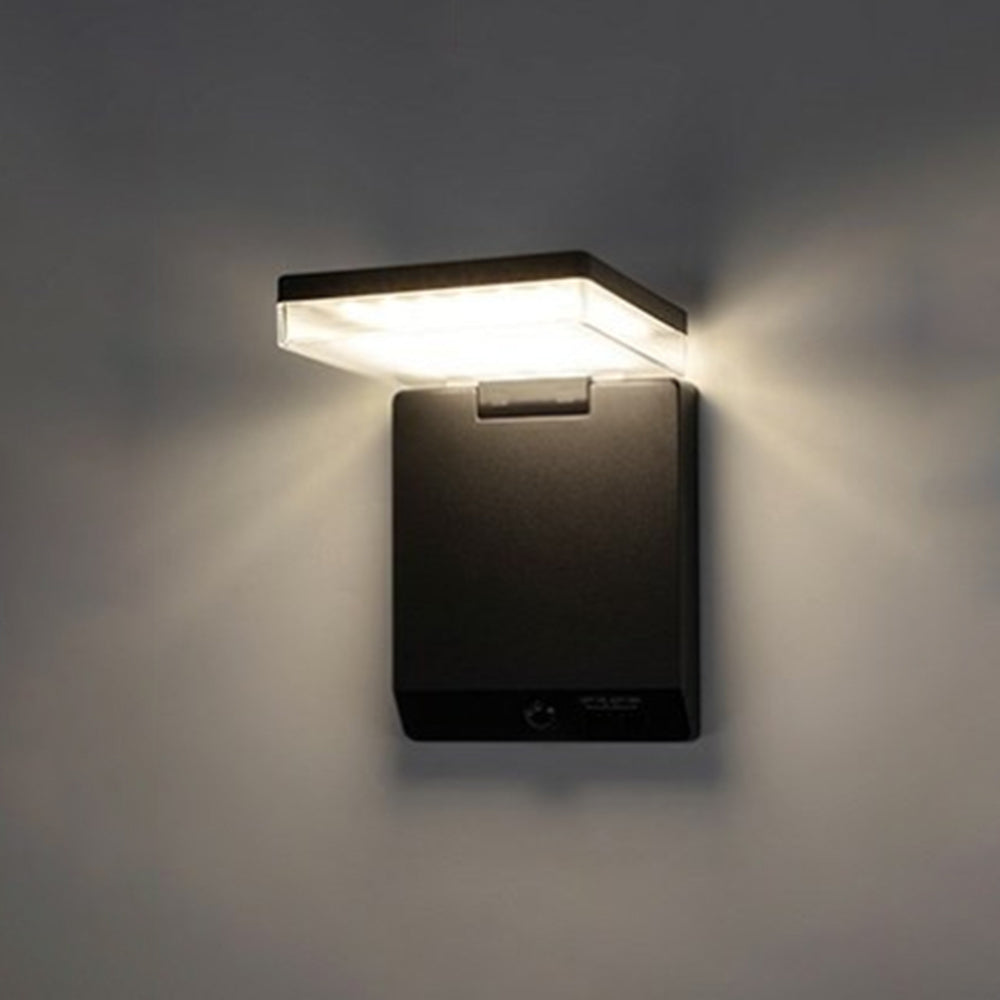 Ray Modern Minimalist Right-Angle Acrylic Sensor Solar Waterproof Outdoor Wall Lamp, Black - Neutral Decor