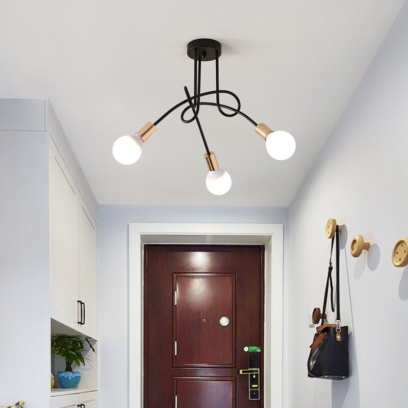 Arisha Modern Linear Curve Metal Ceiling Light, Dining Room/Living Room - Neutral Decor
