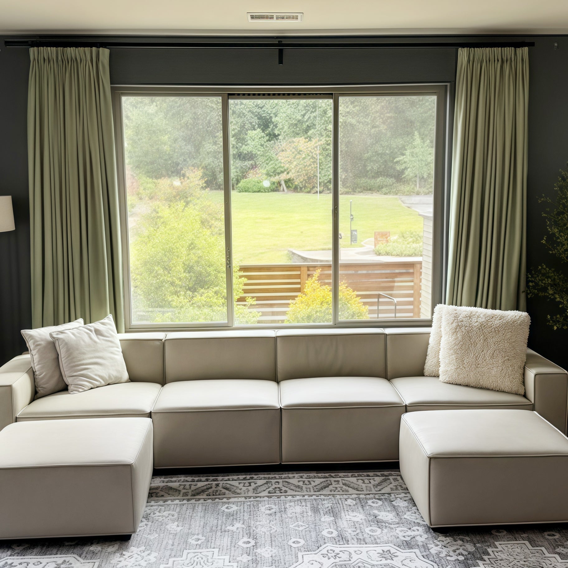 Lily Linen Curtains & Drapes Pleated-Neutral Decor