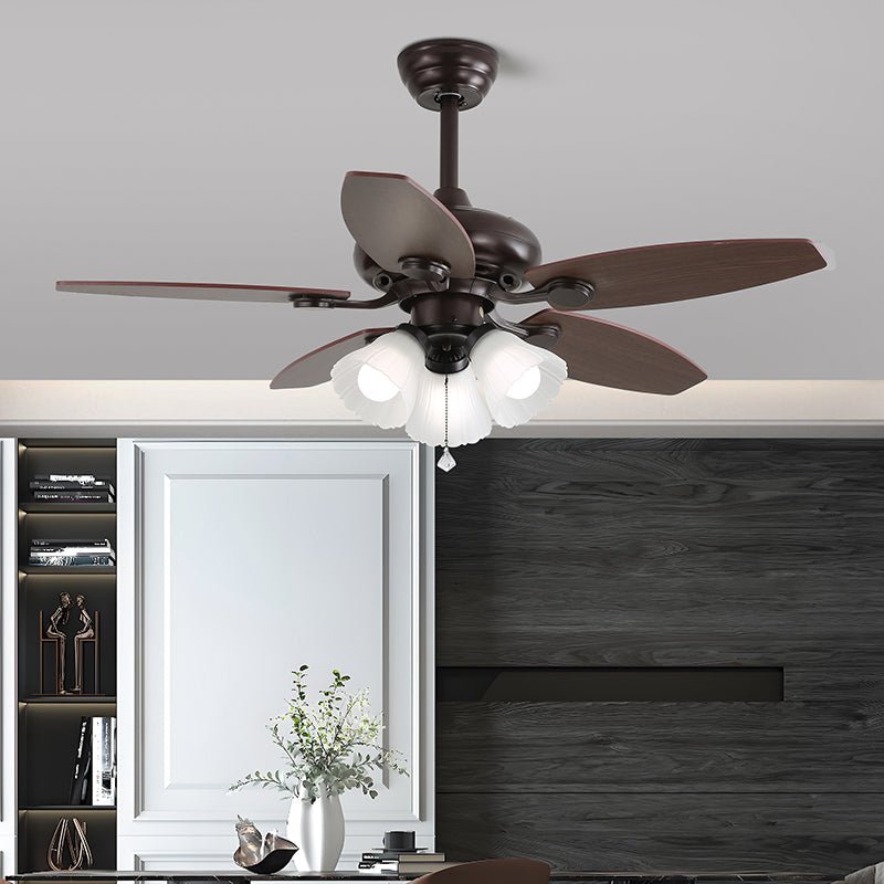 Solara Classic Wood Glass Ceiling Fan Light-Neutral Decor