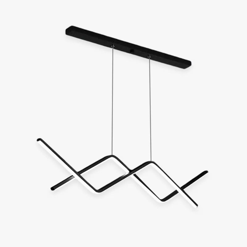 Arisha Pendant Light Linear/Double Curve Modern, Metal, Black/Gold - Neutral Decor