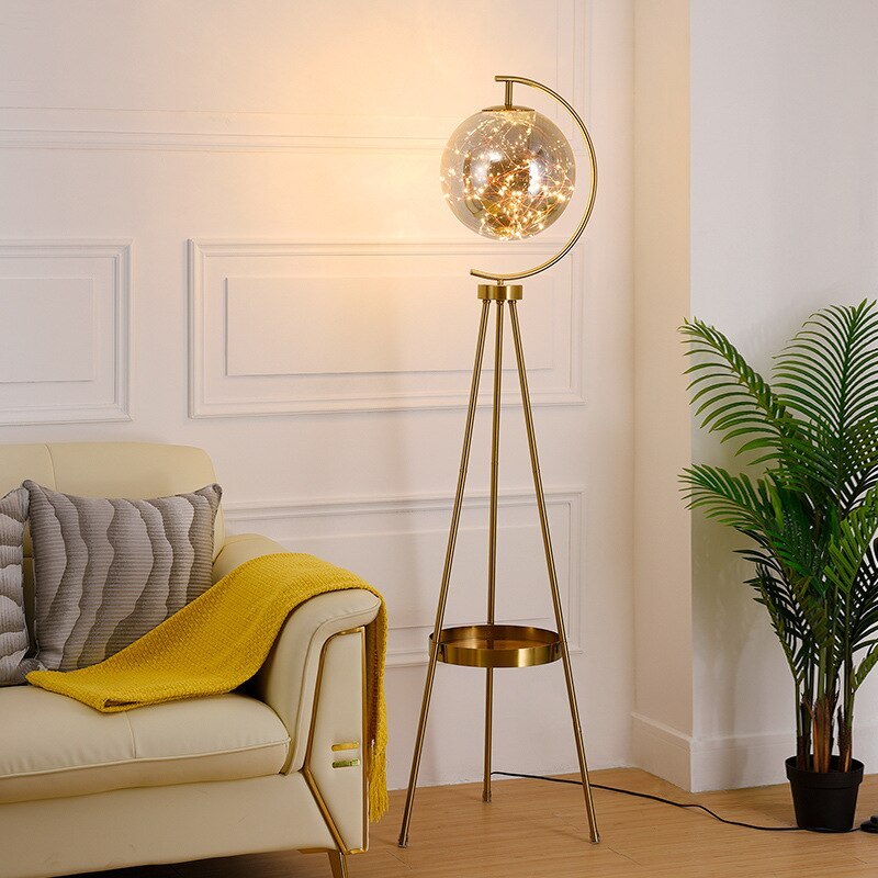 Kady Modern Starry Globe Glass Floor Lamp, Gold - Neutral Decor