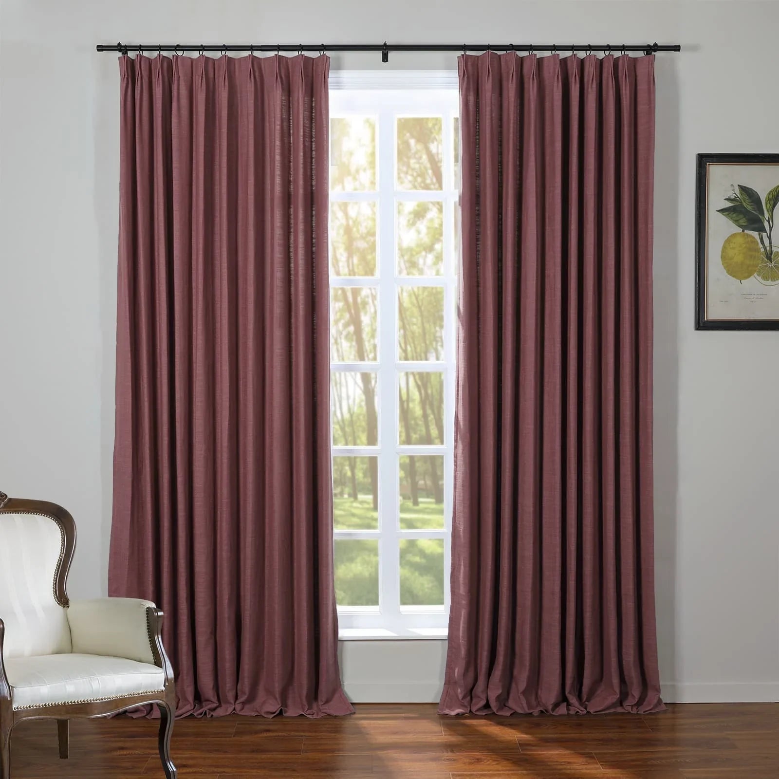Kelly Flax Linen Curtains & Drapes Pleated-Neutral Decor