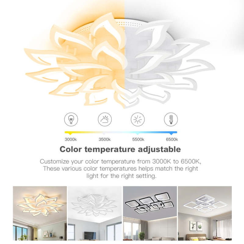 Arisha Elegant Flower Flush Mount Ceiling Light, White/Black - Neutral Decor