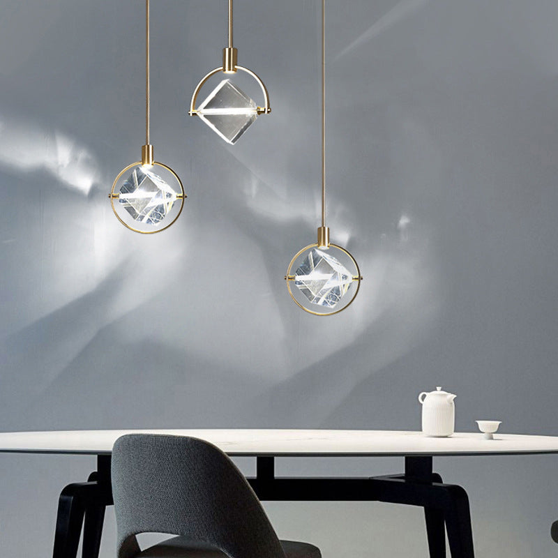 Kristy Modern Luxury Geometry Metal/Crystal Pendant Light, Gold - Neutral Decor