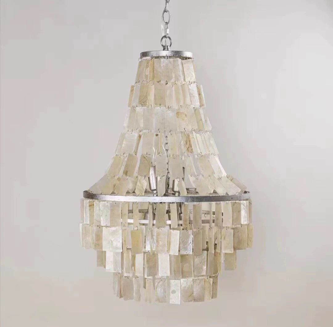 Aurora Chandelier Boho Shell Tiered-Neutral Decor