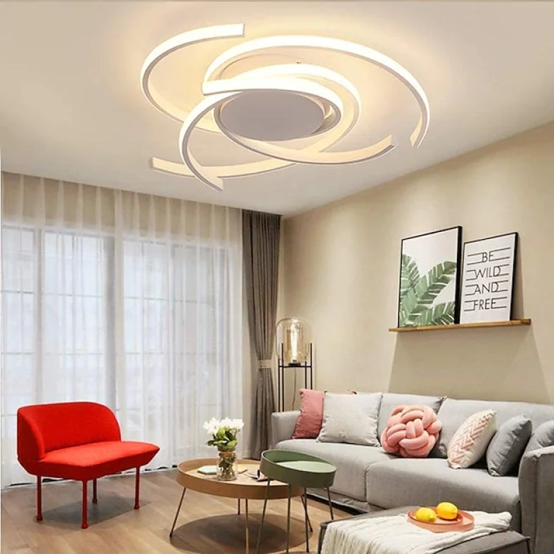 Arisha Modern Multi Arc Linetype Ceiling Light,Black/White - Neutral Decor