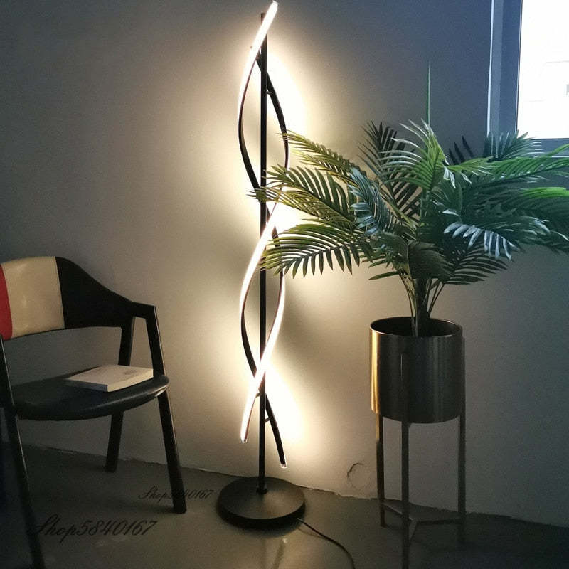 Mira Postmodern Linear Acrylic Floor Lamp, Black/White - Neutral Decor