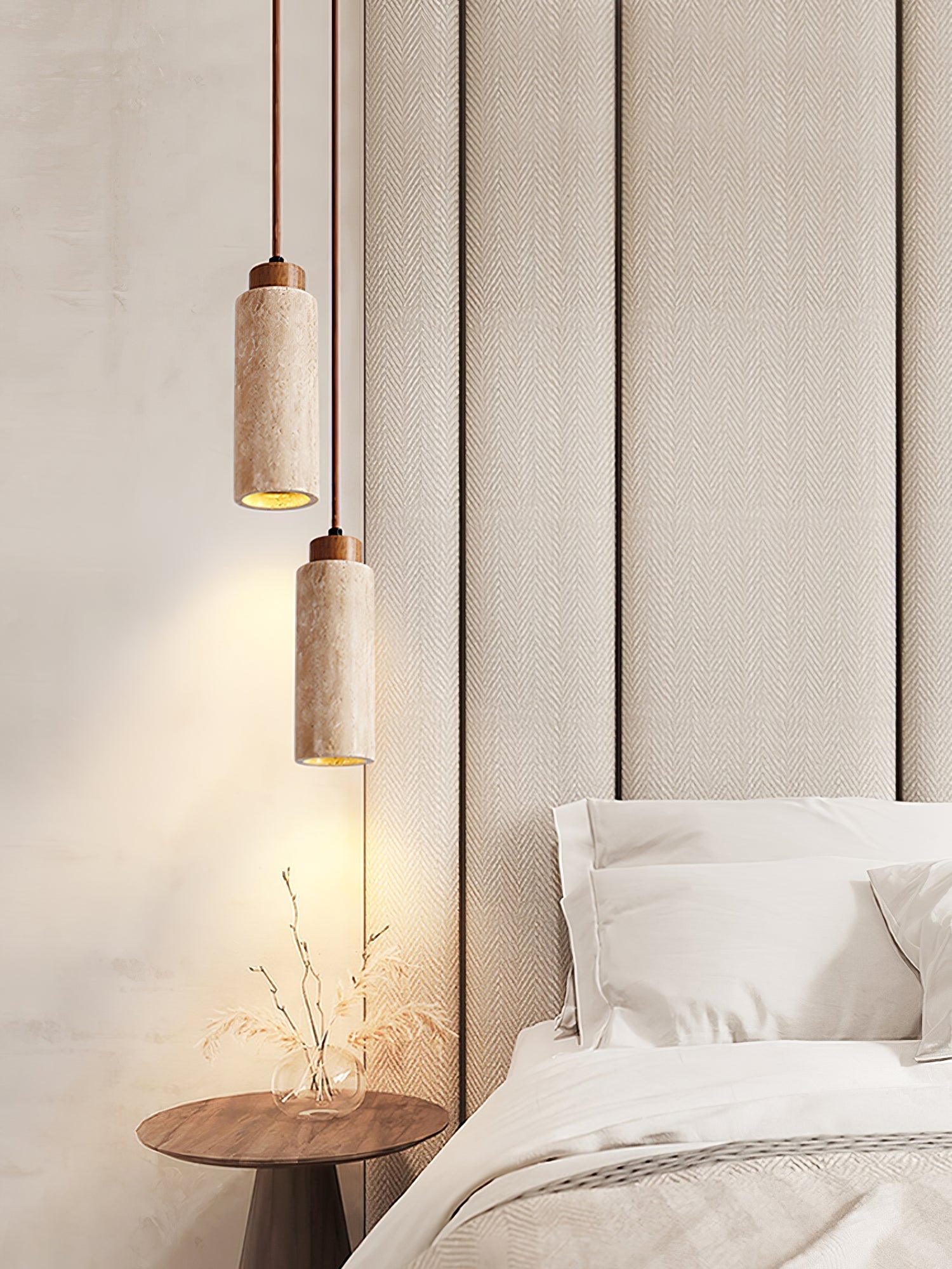 Avloris Travertine Pendant Light-Neutral Decor