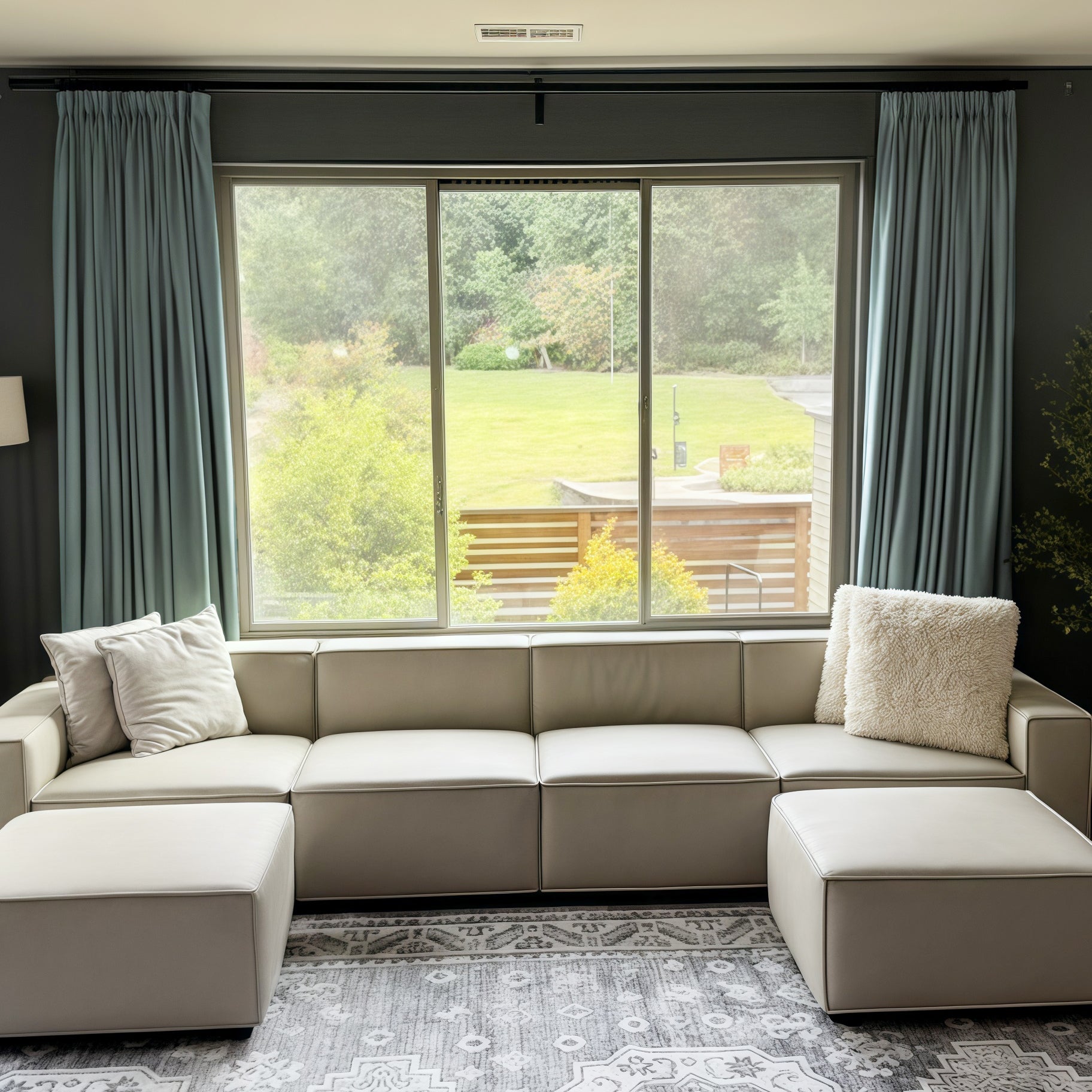 Lily Linen Curtains & Drapes Pleated-Neutral Decor