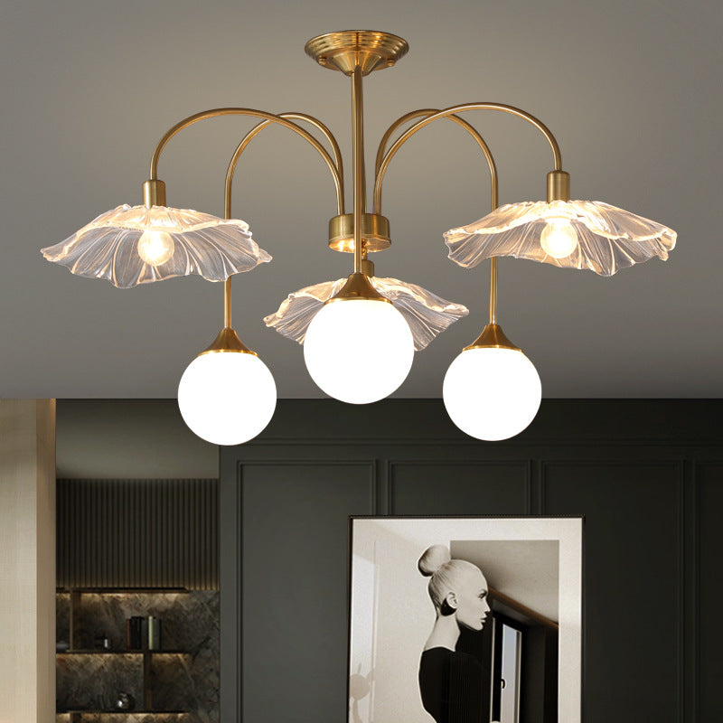 Valentina Nordic LED Chandelier Gold Glass Living/Dining Room/Bedroom - Neutral Decor