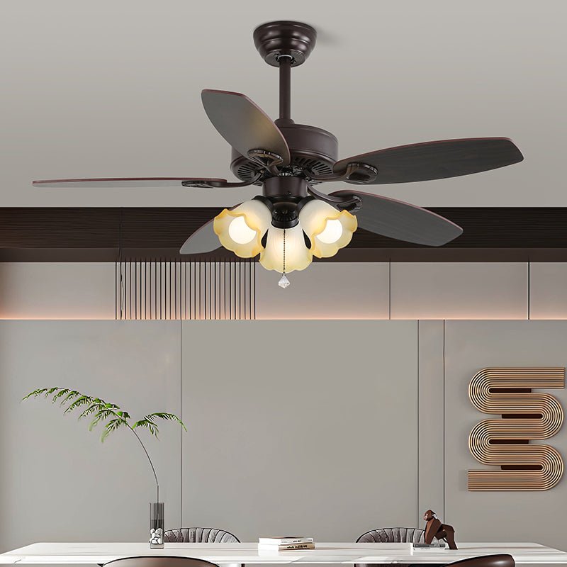 Solara Classic Wood Glass Ceiling Fan Light-Neutral Decor