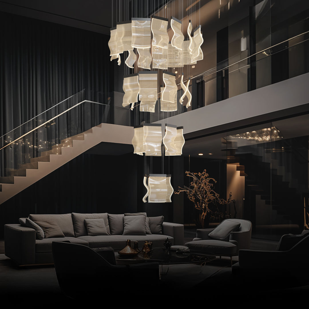 Kristy Industrial Chandelier Wave Acrylic/Metal Gold Bedroom/Living Room - Neutral Decor