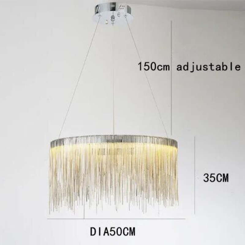 Arisha Tassel Chain Art Deco Pendant Light Silver/Gold Living Room/Hall - Neutral Decor