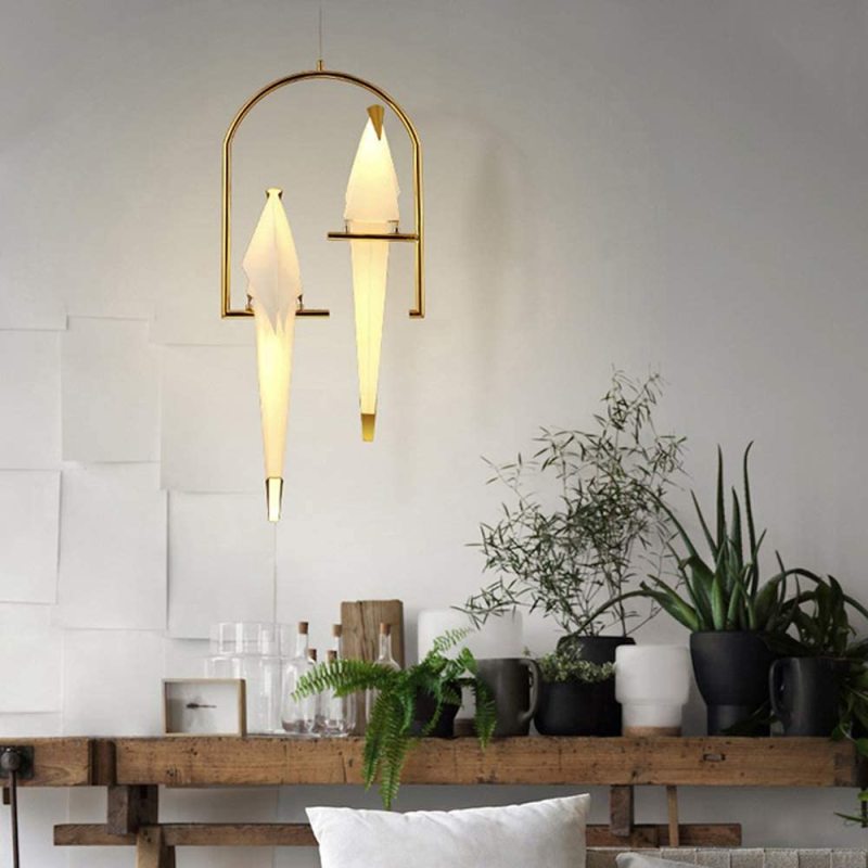 Arisha Modern Nordic Post Modern Bird Pendant Light, White/Clear - Neutral Decor