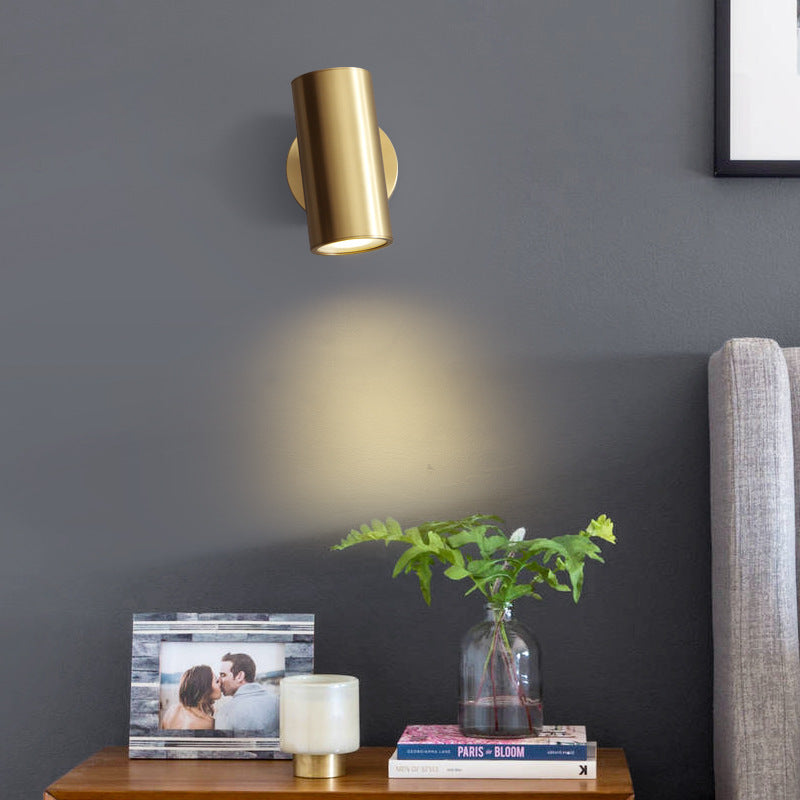 Aria Moden Spotlight cylindrical Metal Wall Lamp, Gold/Black - Neutral Decor