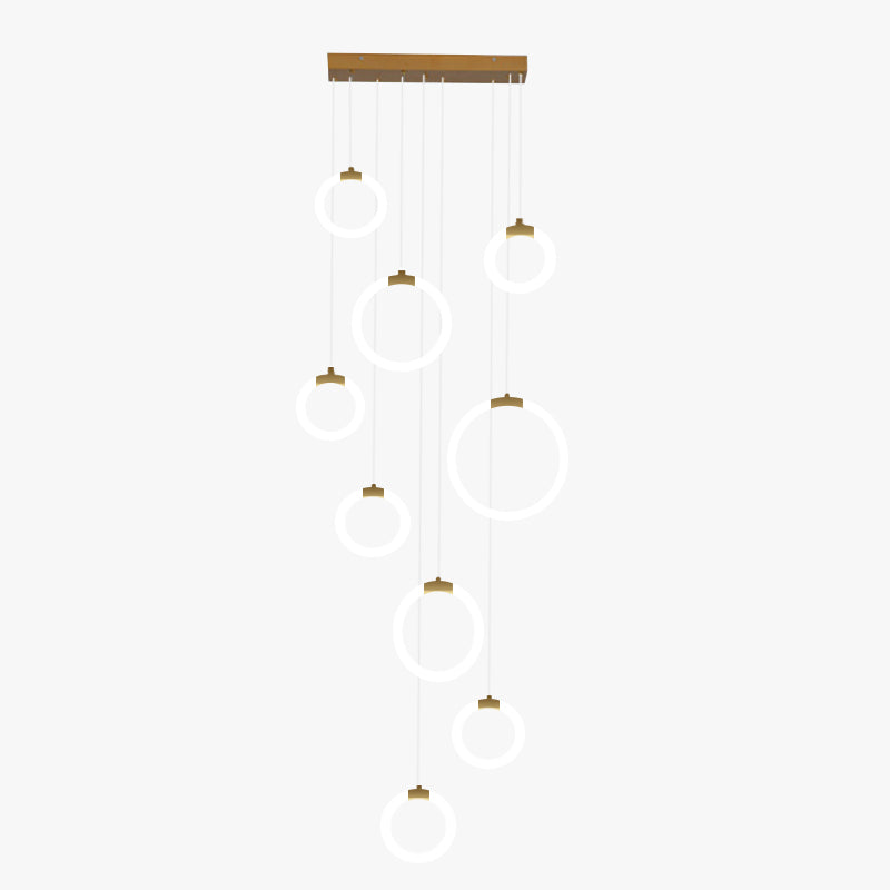 Arisha Minimalist Staircase Ring Metal Pendant Light - Neutral Decor