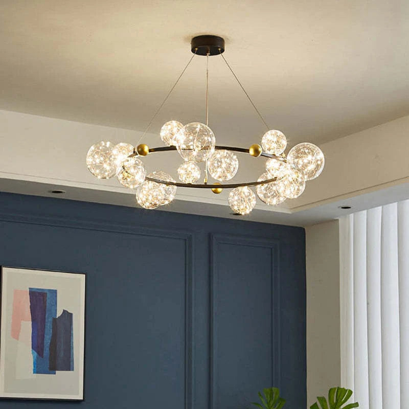 Valentina Art Deco Luminous Sphere Cluster Glass Pendant Light - Neutral Decor