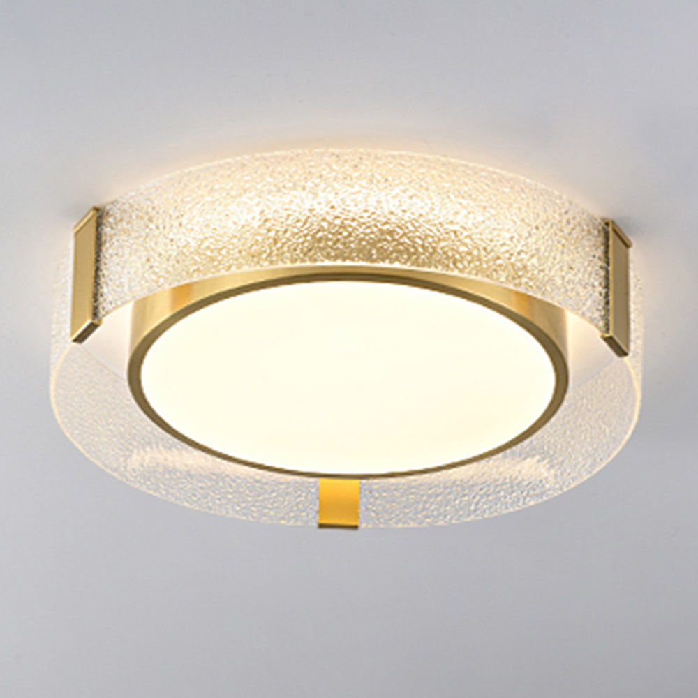 Arisha Modern Round Metal/Glass Flush Mount Ceiling Light, Gold - Neutral Decor