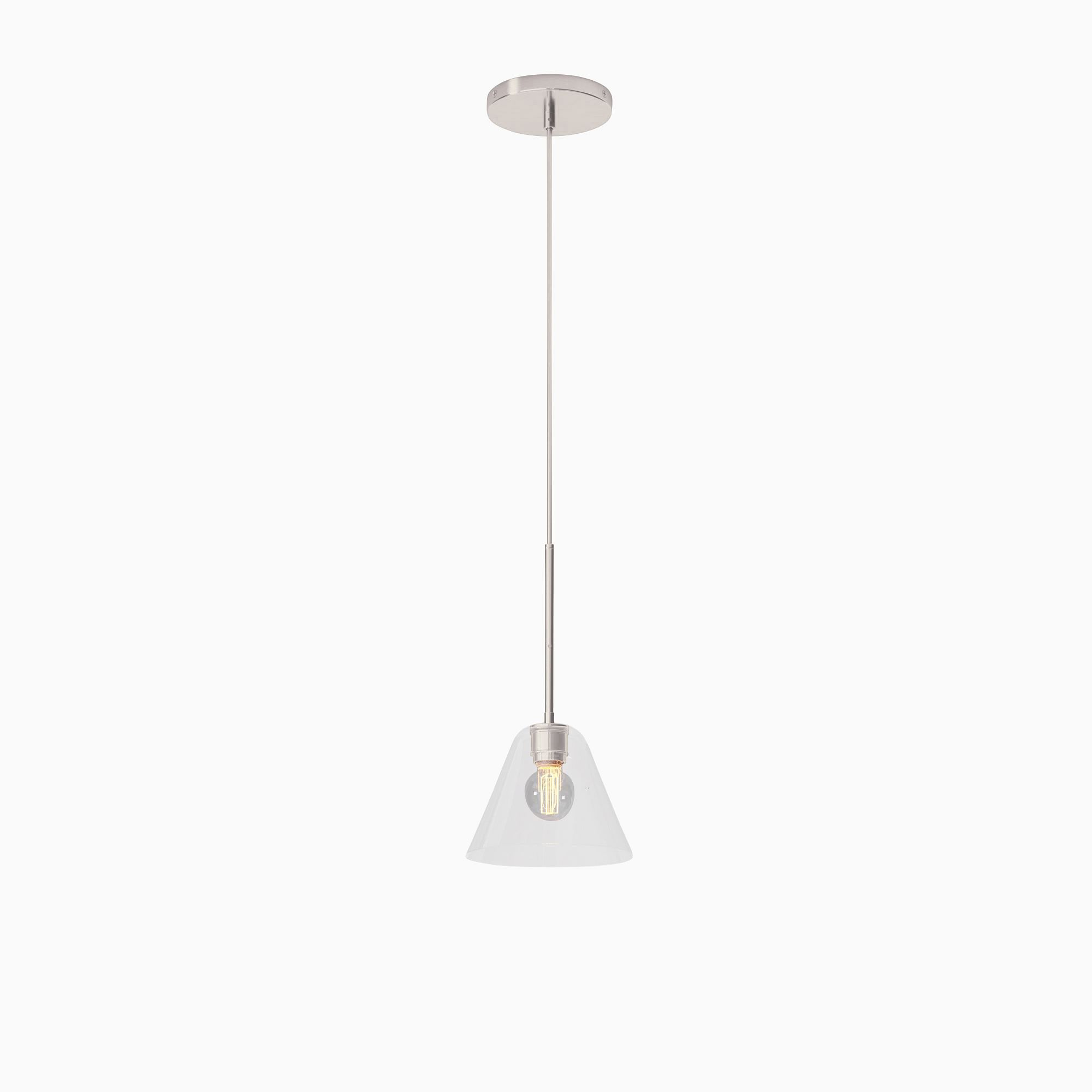 Cone Milk Clear Glass Cone Pendant Light for Kitchen-Neutral Decor